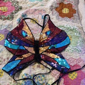 Sequin Butterfly Crop Top